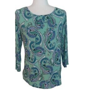 Croft & Barrow Long Sleeve Paisley Print Top